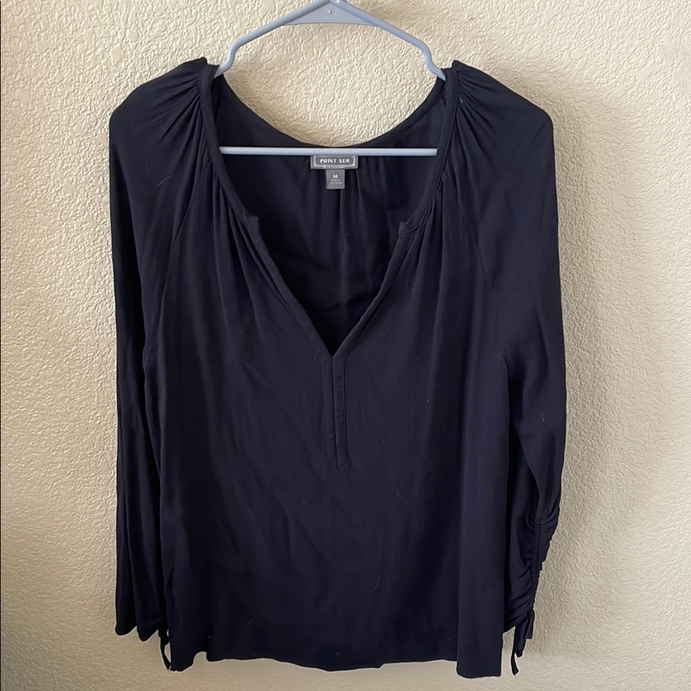 Jcrew Pont Sur size L black crepe top